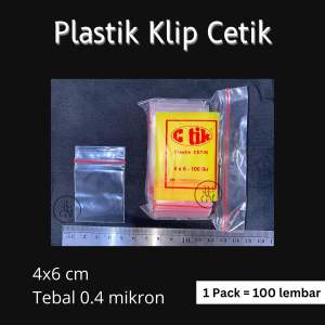 (ECER - 100 lembar) Plastik Klip Cetik tebal 0.4 mikron. Plastik bumbu masak plastik sim card plastik bubuk plastik makroni plastik acar plastik saos plastik aksesoris kecil plastik kancing plastik permen plastik ziplock. ukuran 4x6 5x8 6x10