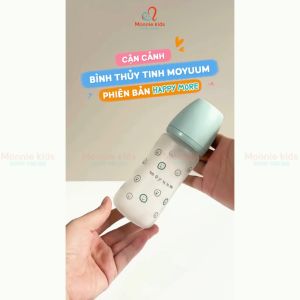 Bình sữa thủy tinh Moyuum Happy More 150ml 240ml bình ti trẻ em họa tiết - Monnie Kids