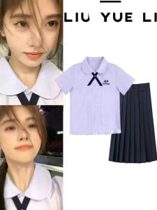 JK Uniform Womens Thai Style School Clothes Set Graduation Gown Top and Skirt Polyester Cotton Short Sleeve Crewneck Design
