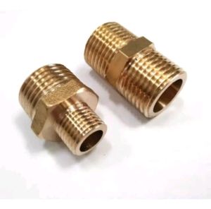 Dobel Nepel ¼ ⅜  ¼ ¼  ¼ ½ double nipple kuningan