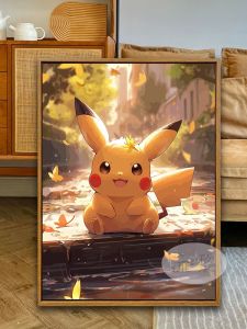 Pikachu Cartoon DIY Digital Oil Painting Childrens Handmade Coloring Acrylic Paint Decorative Hanging Picture Simple Modern Style
