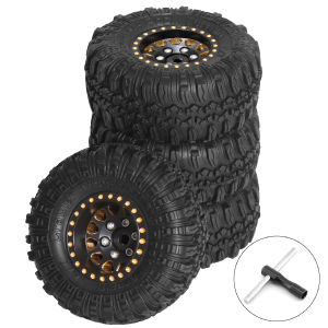 ONEVAN | 4PCS 1.0" Brass Metal RC Crawler Wheels & Tires for 1/18 RC Crawler TRX4M SCX24 Ascent-18 Axial SCX24 AX24 FCX24 Upgrade Parts