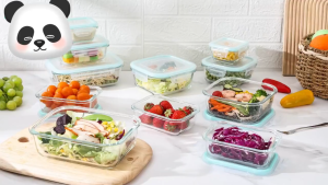 Bento Lunch Box Borosilicate Glass Food Container With Cover Leak Proof Microwavable Food Storage Fresh Keeper