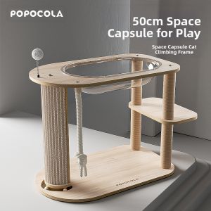 Small Space Cat Climbing Frame with Nest and Scratching Board Popocola