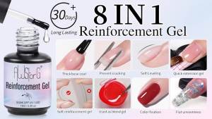 AWStorG 15ml 8-in-1 Clear Hard Builder Nail Gel - Professional Nail Extension Strengthening & Repair Formula UV/LED Curable