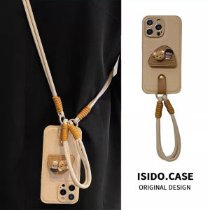 Creative Bear Pattern 3D Texture Phone Case for  16Promax New Fashionable Womens Crossbody Strap Protective Cover