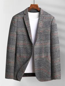 ROMON | เสื้อสูทผู้ชายผ้าขนสัตว์ฤดูใบไม้ผลิและฤดูใบไม้ร่วงแบบใหม่ธุรกิจลำลองลายสก็อตเสื้อโค้ทสไตล์เกาหลีขนาดเล็ก