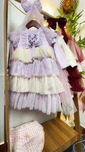 Set váy cho bé gái 2-7 tuổi phối dạ và kim sa phong cách Hàn Quốc kiểu dáng thời trang