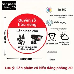 CIFbuy | Tài Sản Tư Nhân Cẩn Thận Với Biển Báo Chó Cưng Biển Hiệu Nhôm Tròn Phẳng 2D 8x8 Inch Phong Cách Cổ Điển Pháp Decal Cảnh Báo Bằng Kim Loại
