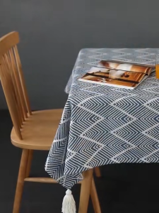 Bright Tablecloth Linen Blend Tea Table Living Room Tassel Rectangular Home Decorative Washable Tablecloth