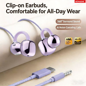 Newmsnr | Upgraded Clip-on Type C&3.5mm Wired Control Headphones HIFI Sound Sports Earbuds Gaming Headsets Earphones in HD Mic For Samsung