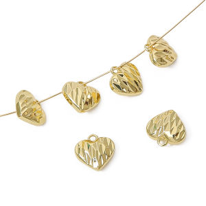 จี้รูปหัวใจทองเหลืองชุบทองขนาด11X10มม. 1ชิ้น/ถุง14K สำหรับทำเครื่องประดับต่างหูสร้อยคอสร้อยข้อมือแบบ DIY