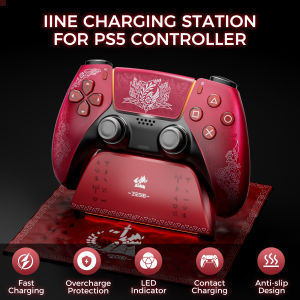 IINE Charging Station for PS5 Controller Anti-slip Design LED Indicator Overcharge Protection Fast Charging