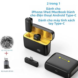 Micro Không Dây Lavalier Mini Condenser Mic Có Hộp Sạc Giảm Tiếng Ồn Cho Điện Thoại Video Podcast Phát Trực Tuyến Cuộc Phỏng Vấn