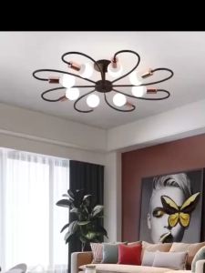 Modern Ceiling Light Retro Metal Chandeliers Light Fixtures Nordic Pendant Lights Lamps Black 3 6 8 Heads for Kitchen Living Room Dining Room Without Bulb