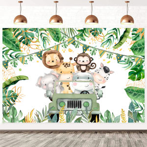 Jungle Animal Safari Party Background Backdrop Wild One 1st Happy Birthday Party Decoration Newborn Baby Shower Photo Background