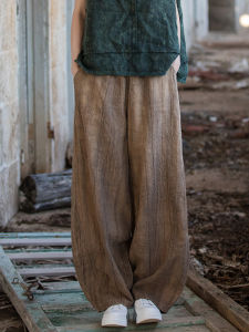 Salt Series Lazy Style High-End Flax Pants Womens Loose Tai Chi Pants Large Size Slimming Lantern Pants Casual Pants