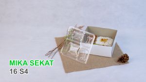 [1 PACK] Mika Dalam Dus Nasi 16x16 Mika Sekat 4 Kotak Nasi Catering Box Tray Isi 50 Pcs
