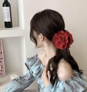 Kẹp tóc hoa hồng vải ren thêu cặp tóc sau đầu tiểu thư nhẹ nhàng nữ tính