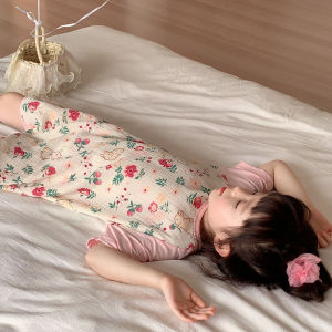 Bộ Đồ Ngủ Mùa Hè Cho Trẻ Em Bằng Vải Cotton Nguyên Chất Hai Lớp Mỏng Chống Đá Cho Bé Trai Và Bé Gái Mặc Ở Phòng Máy Lạnh