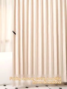 【24H Ship】High Quality Bathroom Shower Curtain Makapal Waterproof with Rod Adjustable Set Washable Thick
