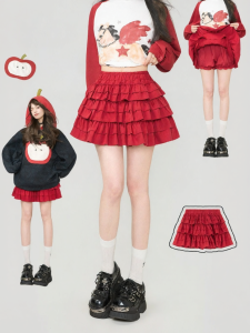 Keiko | Y2K Sweet Cute Red Tulle Fluffy Skirt