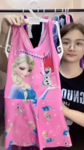 Đồ Bơi Cho Bé Gái Bộ Bơi Bé Gái Liền Thân Habi Fashion HB2401 Tặng Kèm Mũ Họa Tiết Elsa Chất Liệu Co Giãn Cho Bé Từ 9-30kg