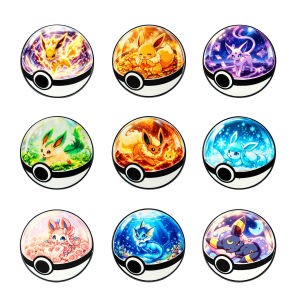 Bandai | Bộ Ghim Cài Áo Anime Eeveelution Pokeball - 9 Kiểu Ghim Cài Hình Hoạt Hình Eevee Evolution Dành Cho Ba Lô Và Ve Áo
