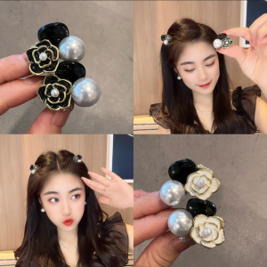 Retro Camellia Mini Claw Clip Female Bangs Hair Clip for Broken Hair Princess Hair Card Headdress Clip Bang Clip Female