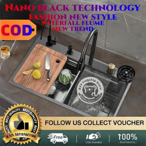 Kitchen Sink 304 Stainless Steel 3MM Thickened Material Advanced Household Sink With Waterfall Pull-out Faucet