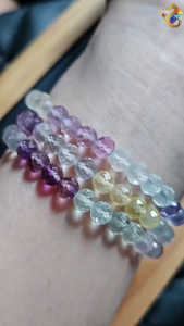 Graduation Grade Faceted Colorful Fluorite Single / 3 Rounds Bracelet
