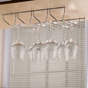 Stainless steel Wine Glass Holder Rack Kitchen Free Punching Holder Wine Glass Rack Storage Organizer Rack Bar Tool cabinet wall hanging