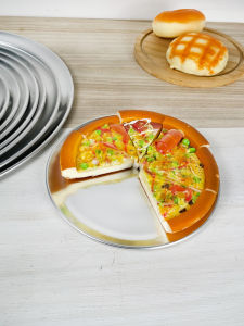 จานอบปิซซ่าอะลูมิเนียมอัลลอยด์ขนาด 8 9 10 11 12 13 14 นิ้ว จานอาหารสไตล์อเมริกัน จานเสิร์ฟอาหาร