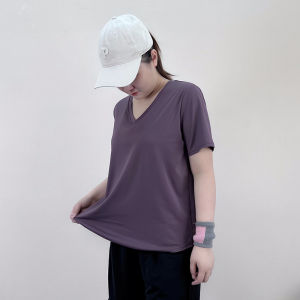 maytryit | Quick Dry V-Neck Short Sleeve Womens T-Shirt Plus Size