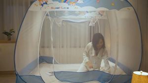 【24 Hours Shipped 】Dinosaur pattern Mosquito nets easy installation drop resistance bracket tent type home mosquito nets King size(1.8m) and Queen size (1.5m)