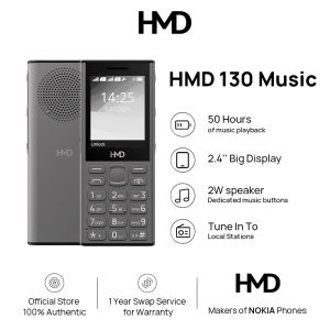 【2025 New】HMD&Nokia 130 2G Music Feature Keypad Basic Phone 2.4" Display 2W Loud Speakers 2500mAh Long-Lasting Battery 1 year warranty 100% Official Authentic makers of NOKIA