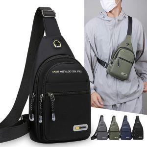 2025 New Mens Business Casual Lightweight Oxford Cloth Commuting Chest Bag Single Shoulder Bag Cycling Small Backpack Mobile Phone Bag