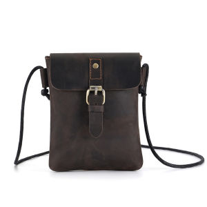 Smart King Crossbody Bag for Men Genuine Cow Leather Shoulder Sling Bag Fashion Crazy Horse Leather Small Square Bag Phone Bag