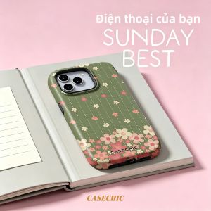 Potdemiel | Ốp Điện Thoại Hoa Nhỏ Xinh Sage Tiny White Floral 2 Trong 1 Dành Cho iPhone 17/16/15/14/13 Pro Max - Ốp Điện Thoại TPU Mềm Chống Sốc Chống Xước Cao Cấp