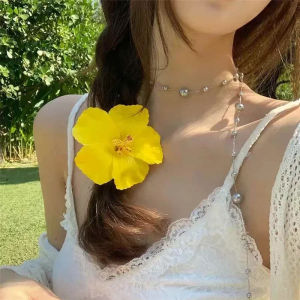 กิ๊บติดผมดอกไม้ฮาวาย ดอกลีลาวดี ดอกชบา กิ๊บติดผมเจ้าสาว กิ๊บติดผมดอกกุหลาบ เครื่องประดับผม ของขวัญสำหรับการเดินทางไปเที่ยวทะเลช่วงฤดูร้อน