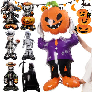 1Pc Giant Standing Halloween Foil Balloons Ghost Pumpkin Balloons Skeleton Mummy Balloons For Home Halloween Party Decorations