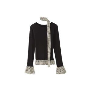 Áo Thun Nữ Tay Dài Mùa Xuân Phong Cách Hàn Quốc Cổ Tròn Dáng Ôm Vừa Vặn Chất Liệu Khác Thường Ngày