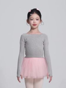 daydance | Girls Ballet Dance Sweater Elastic Flat Shoulder Sweater Teen Children Autumn Winter Dance Pullovers Long Sleeve Knitwear