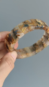 [ Woosilver ] Vòng Tay Đá Bản Dẹt Vàng - Secondhand SI - VTĐTA4
