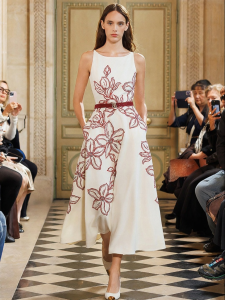 Elegant Heavily Embroidered Slimming Square Neck Dress