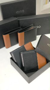 Ví da nam gập đôi phom ngang ví nam cầm tay da thật phối màu nhiều ngăn IDIGO MW1 - 5046