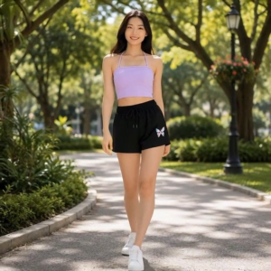 Womens Butterfly Graphic Drawstring Shorts