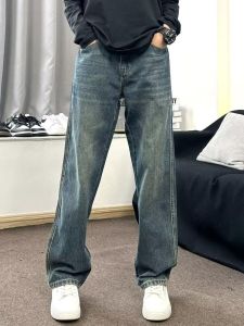 กางเกงยีนส์ทรงตรง American Cleanfit สำหรับผู้ชาย กางเกงขายาวทรงหลวมสบาย ๆ ทรงหลวม สไตล์ย้อนยุค สไตล์ลำลอง