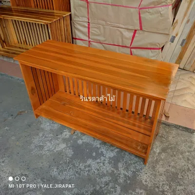 ชั้นวางของ​ 2ชั้น​ ชั้นวางทีวี​ ไม้สักทอง(ปกบนเรียบ)​