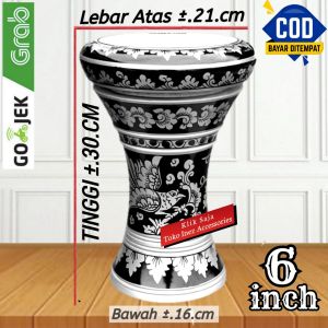 Darbuka Anak/Atau Dumbuk Marawis 6 inc Silver Hitam Rolling Putih